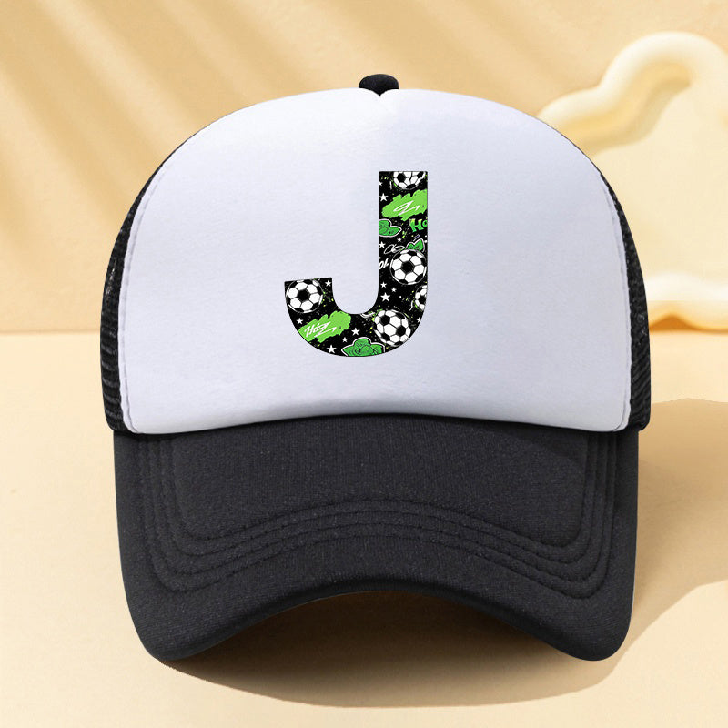 Mesh Letter Trucker Cap for Kids in Sports Style with Adjustable Fit