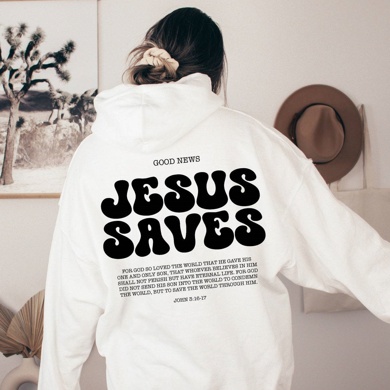 Jesus Saves Christian Faith Hoodie Bible Verse Sweater