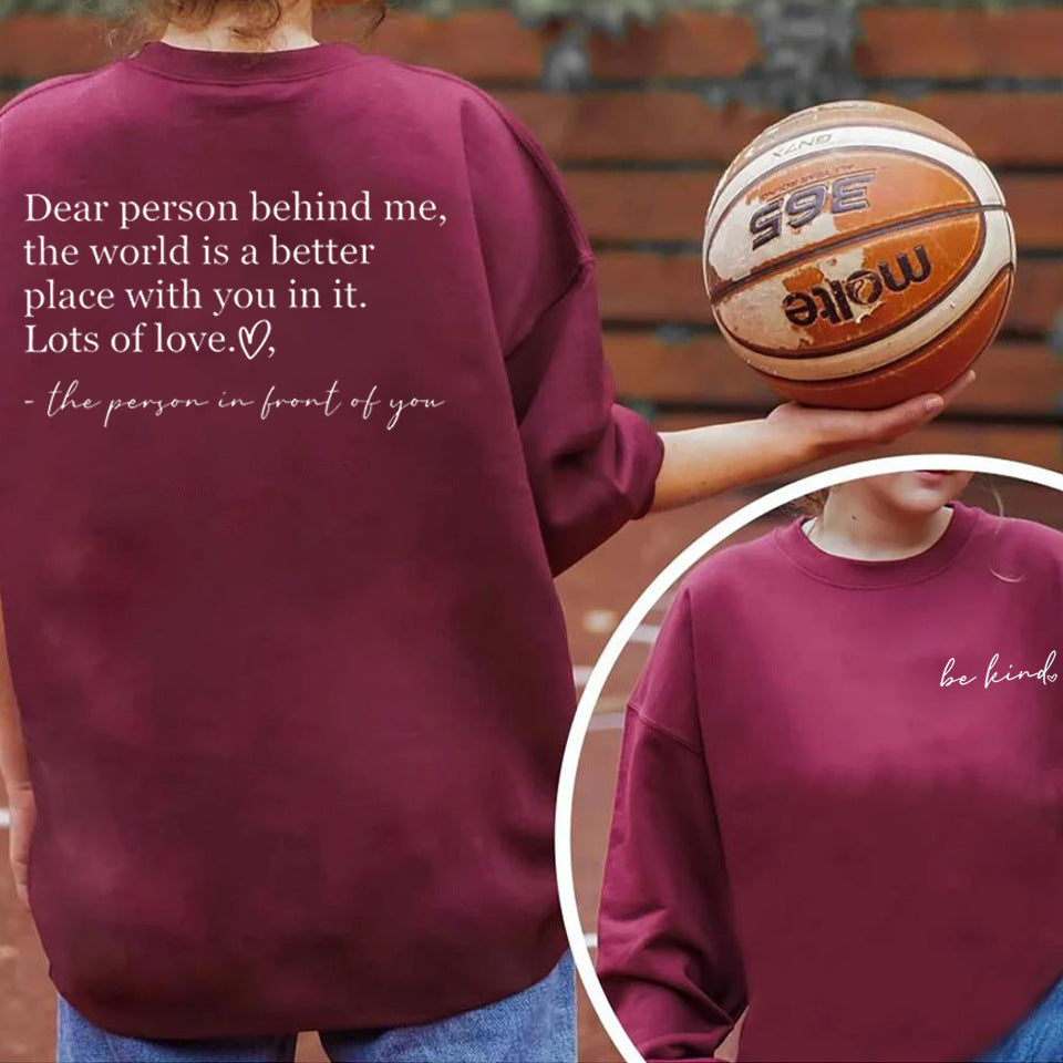 Be Kind Inspirational Teacher Loose Cotton Blend Pullover Sweater