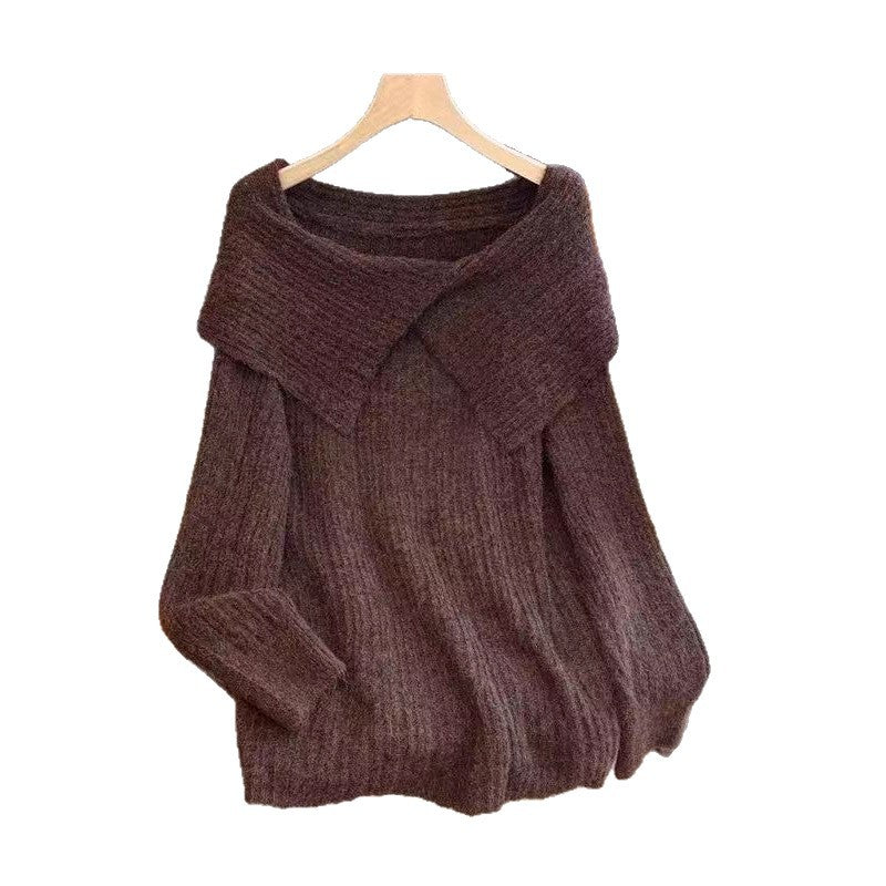 Off-shoulder Knitted Irregular Sweater for Women