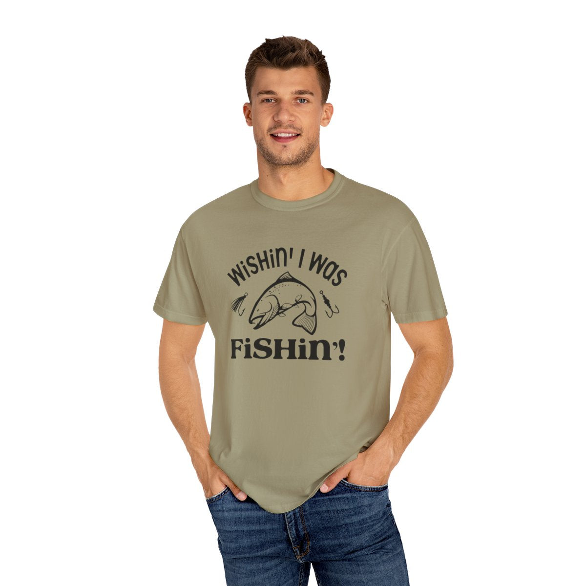 Wishin’ I Was Fishin’ Unisex Garment-Dyed T-Shirt