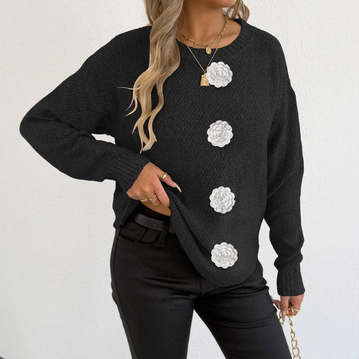 Womens Tops Cross-border European and American Fashion Three-dimensional