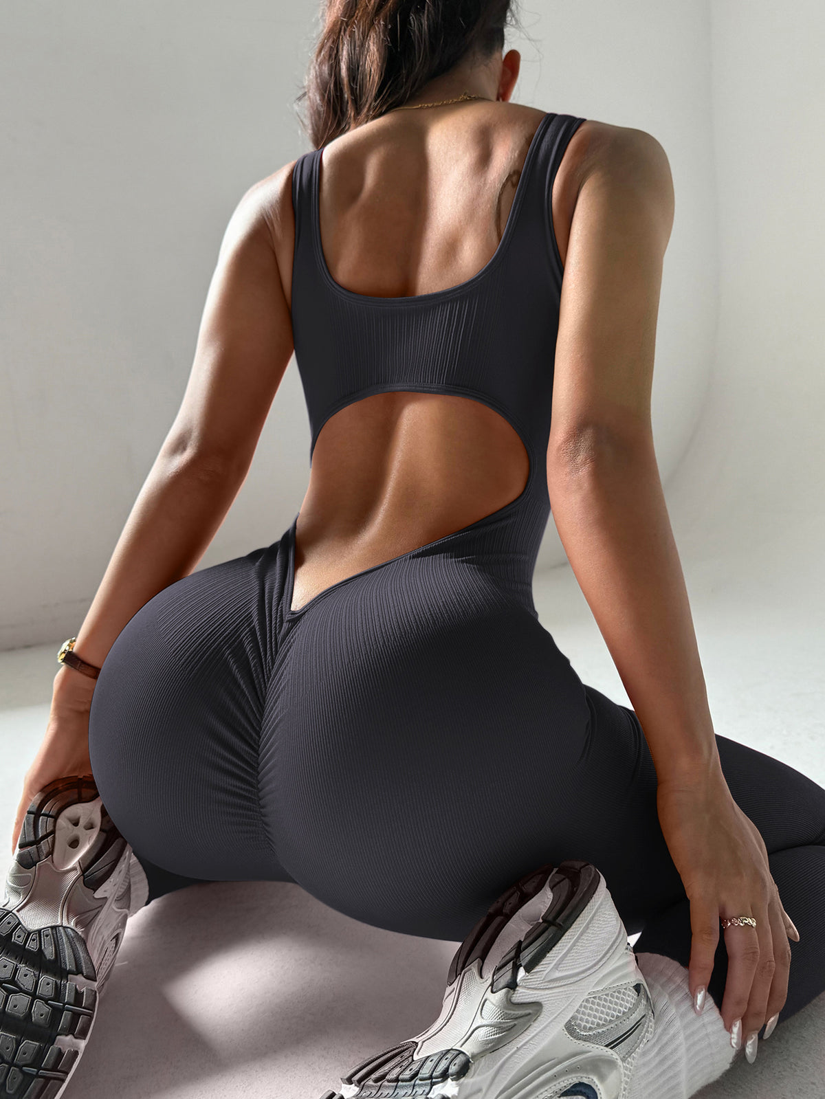 Backless Seamless Yoga Bodysuit for Workout & Fitness