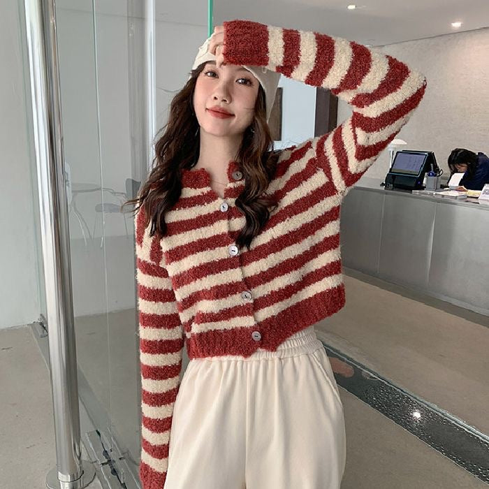 Chewy Ring-knit Yarn Niche Design Short Cardigan Top