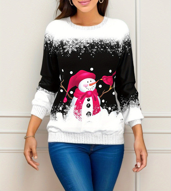 Festive Christmas Printed Raglan Sleeve Sweater