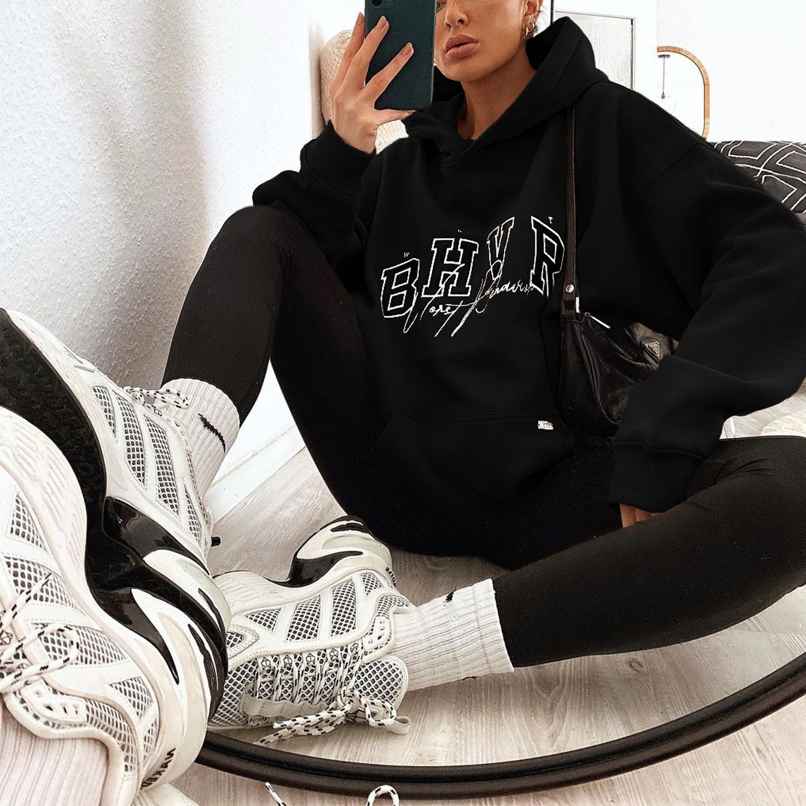 Cozy Gamer Letter Print Long-Sleeve Plush Hoodie