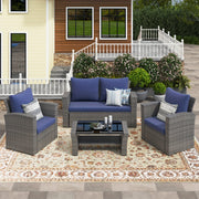 Patio Furniture Sets 4pcs Outdoor Wicker Sofa, Waterproof, UV, Wear-Resistant PE Rattan, Handmade, Modern Simple Courtyard Furniture, Suitable for Patio, Villa, Balcony, Tavern, Swimming Pool