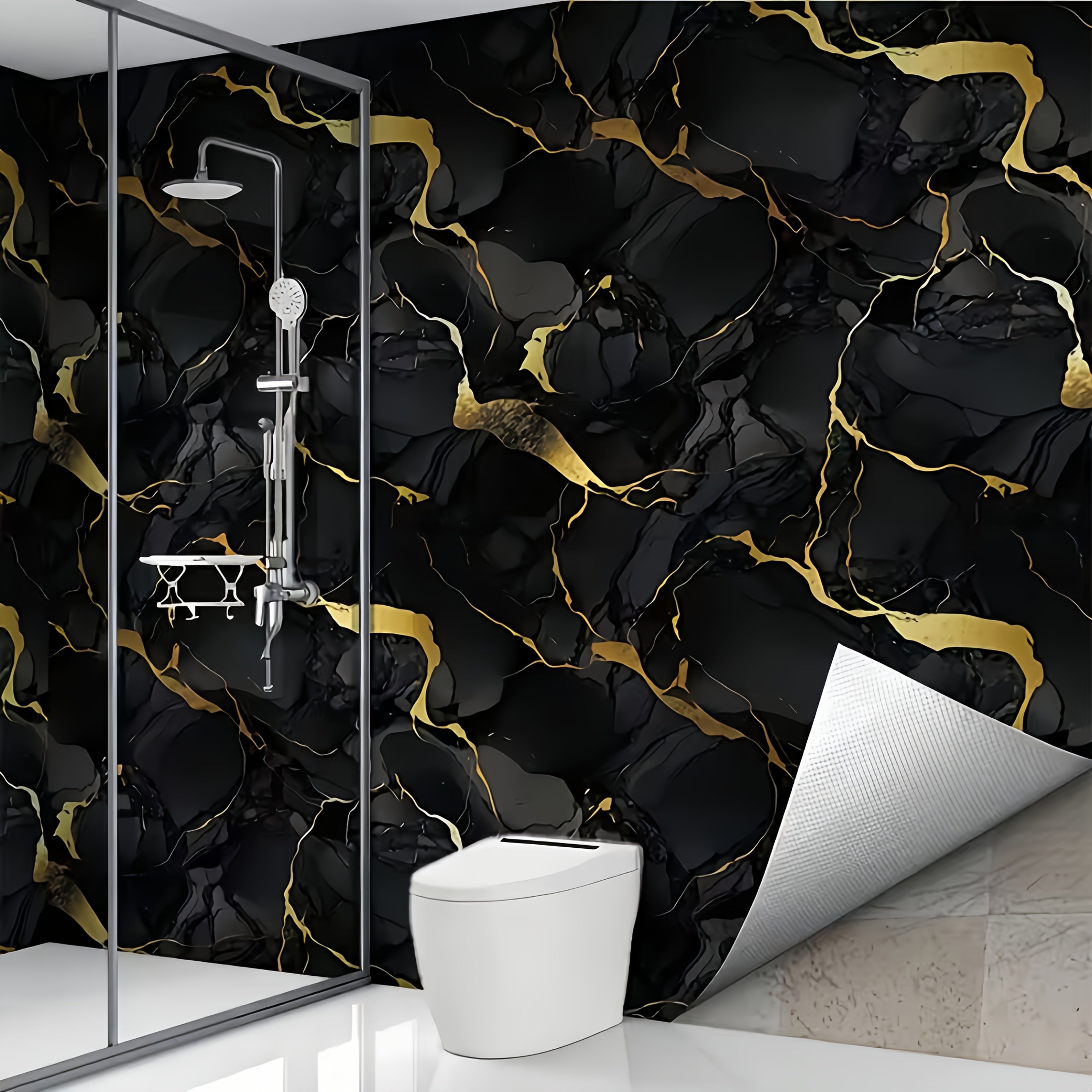 Self-adhesive imitation marble wall stickers for quick room refresh