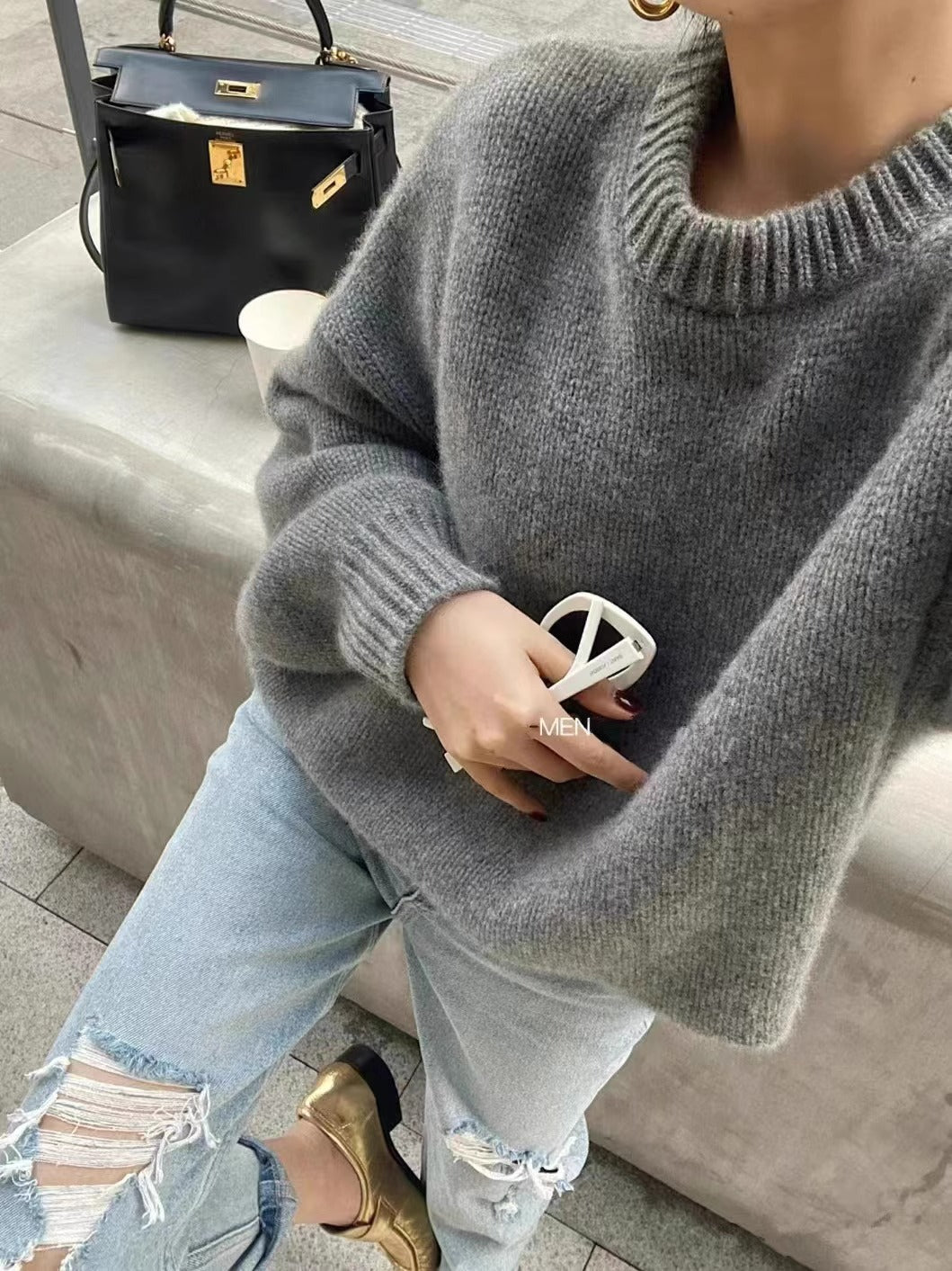 Loose Laid-back Knit Top Cashmere Sweater