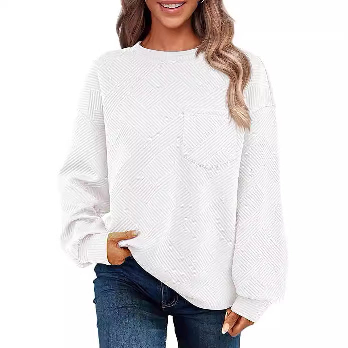 Cozy Drop-Shoulder Textured Long-Sleeve Sweater