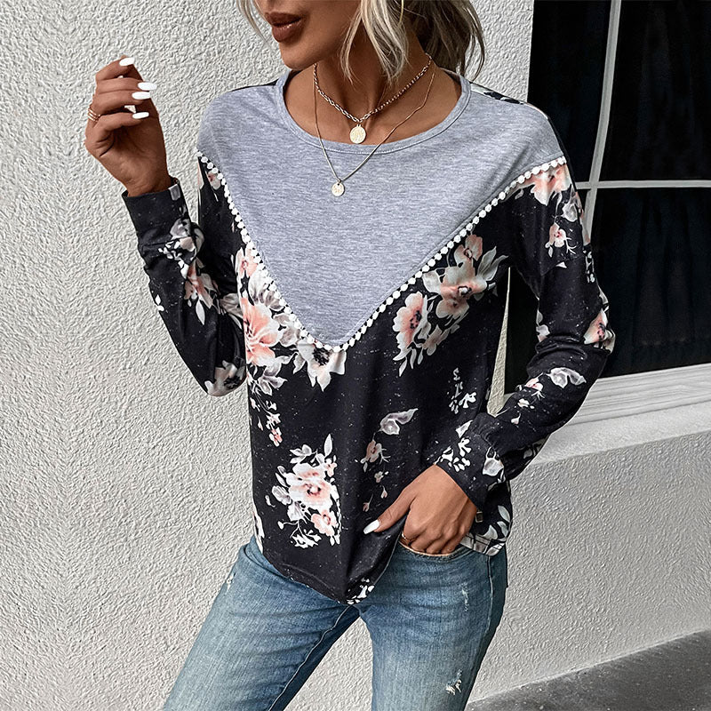 Chic Color-Block Long Sleeve Casual Autumn Sweater for Women