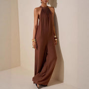 Elegance High-Neck Halter Wide-Leg Jumpsuit