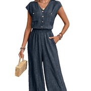 Womens Sleeveless Elegant High-Waisted Jumpsuit Pants