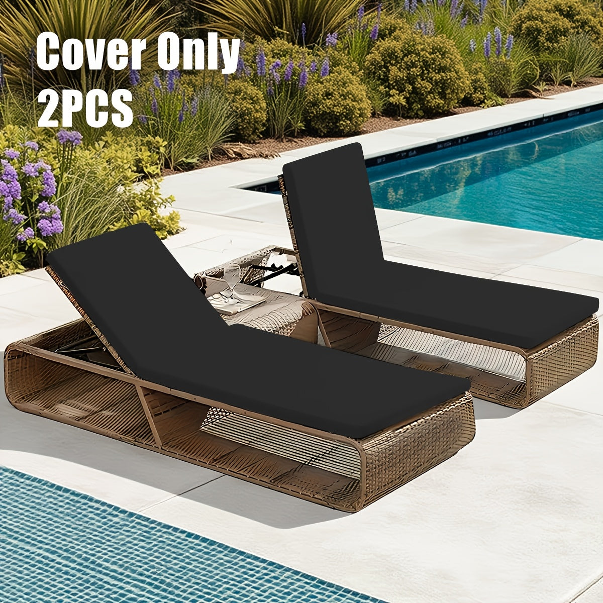 2pcs/set Stretchy Y Fiber Fabric Chair Covers, 2pcs Set Outdoor Lounge Chair Protectors