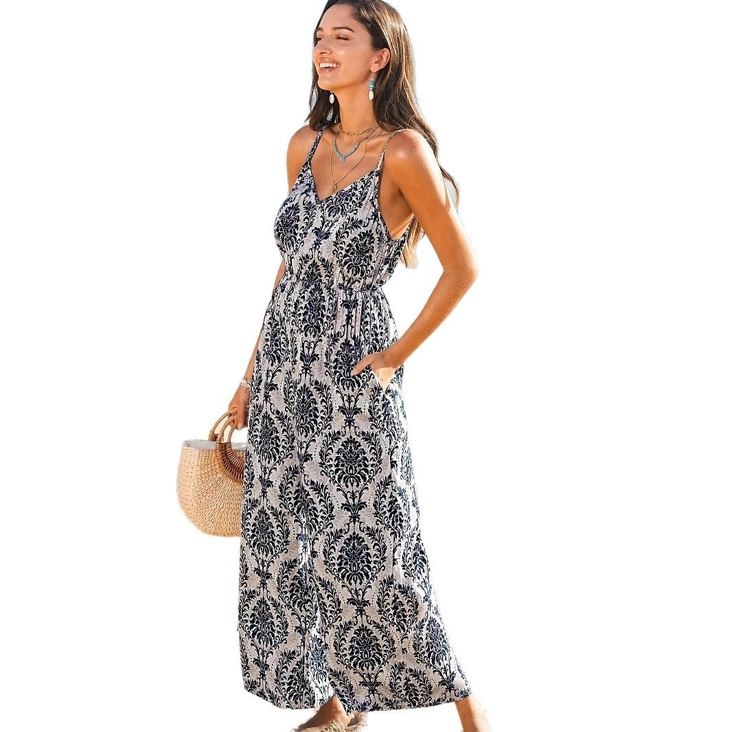 Chic French-Style Strappy Beach Jumpsuit