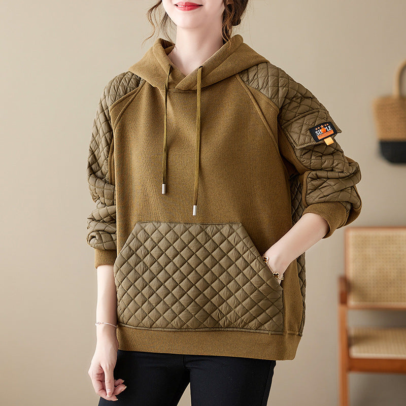 Cozy Quilted Hooded Pullover Winter Sweater