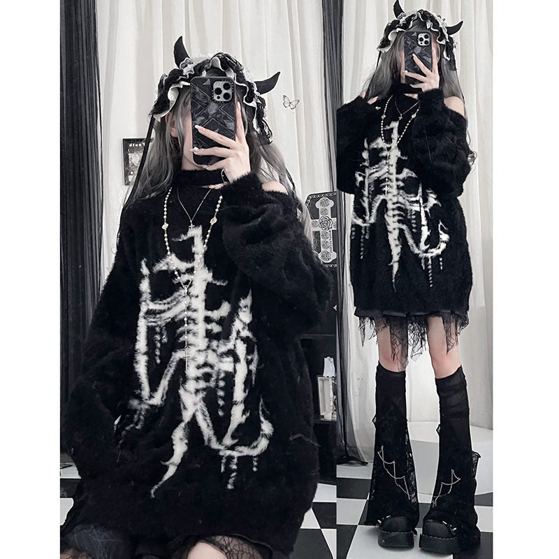 Gothic Off-the-Shoulder Loose Long Sleeve Top