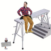 Work Platform Adjustable Folding Scaffolding Portable Step Ladder Height Drywall Bench Heavy Duty Load Capacity 800Lbs for RV Cleaning Painting Car Washing Decorating