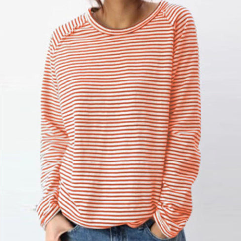 Cozy Striped Raglan Long Sleeve Pullover Sweater