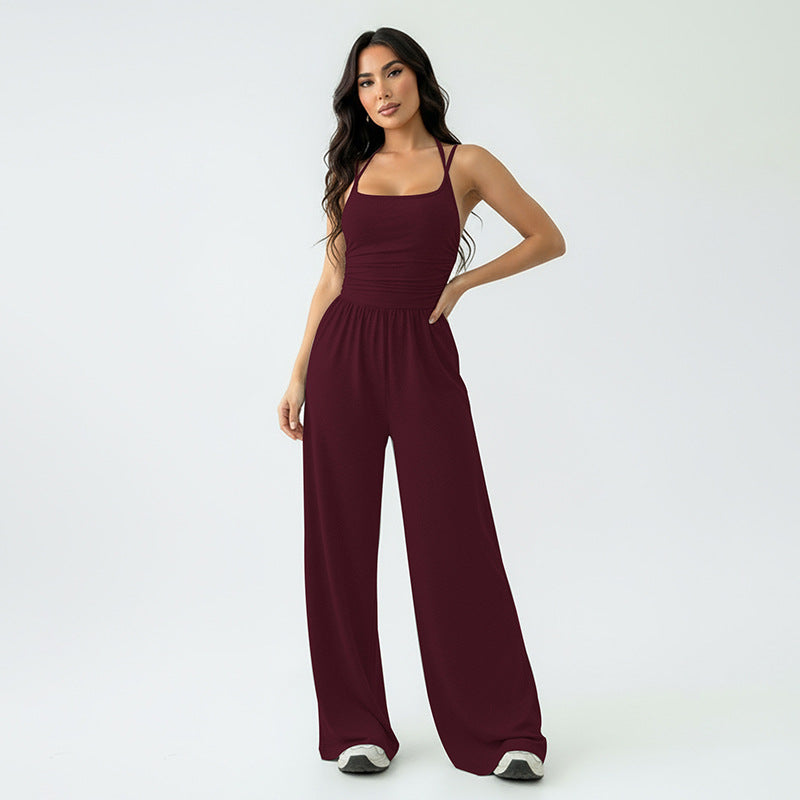 Strap Waist-Cinching Wide-Leg Jumpsuit For Women