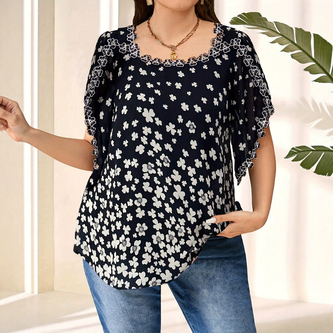 Lace Stitching Elegant Ladies' Shirt