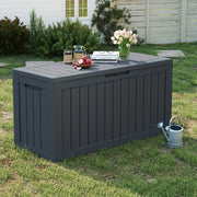 345L/92GAL Storage Capacity Effect With Lockable LidDurable Resin Construction Will Not Rust, Dent Or PeelStrong Enough To Sit Two People UV Protected And Weatherproof Steel Supports For Strength K...