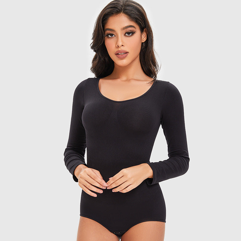 Seamless Long-Sleeve Tummy Control Shapewear Bodysuit