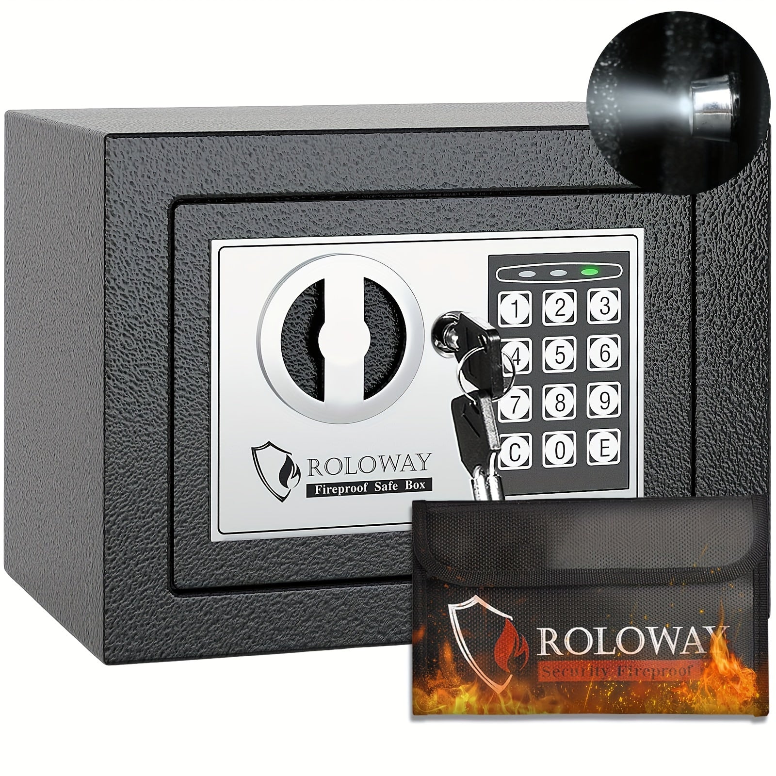 Heavy-Duty Fireproof Steel Safe with Cash Bag | Secure Home Safe Box with Keypad & Key Lock, Ideal for Storing Money, Documents, and Valuables