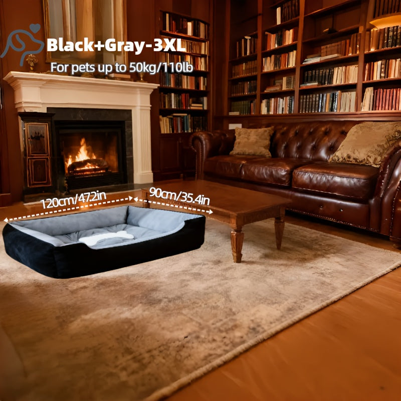 Dog Bed With Removable Cover - Thick Grey Square Pet For Large & Small Dogs, Puppies, Pomeranian, Golden Retriever - Plush Bedding, Durable -Filled For Joint & All-Season