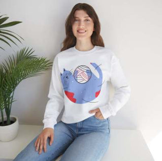 Chic Printed Round Neck Loose Sweatshirt for Women