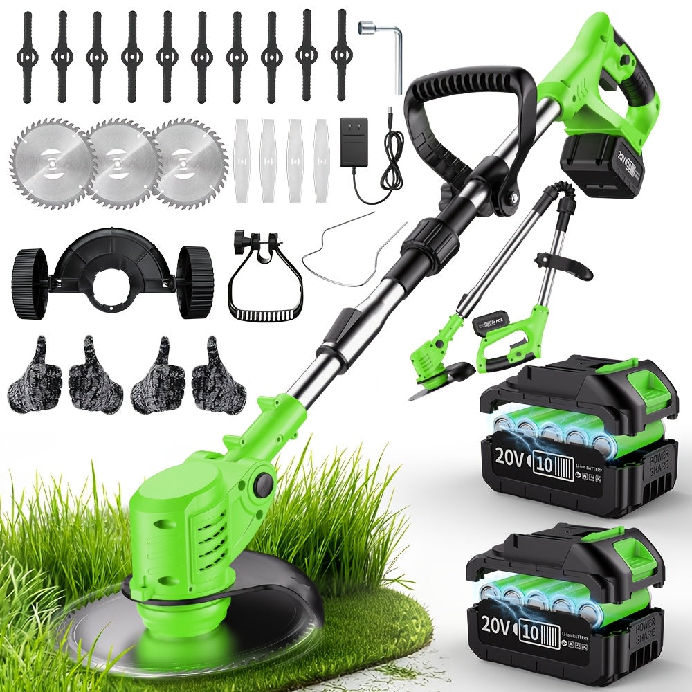 Portable Cordless 3‑in‑1 Electric Lawn Mower, Trimmer & Edger with Adjustable Height, Rotating Head, 3 Blades and Dual Lithium Batteries