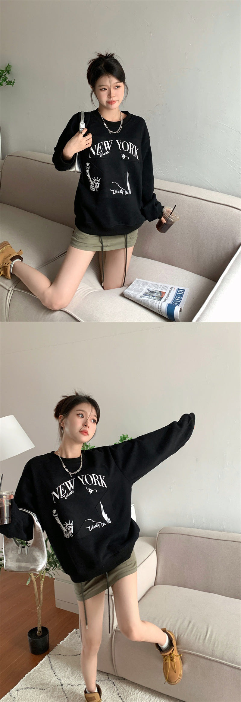 Printed Sweater Early Autumn New Retro Loose All-matching Slimming Top Women's Fashion