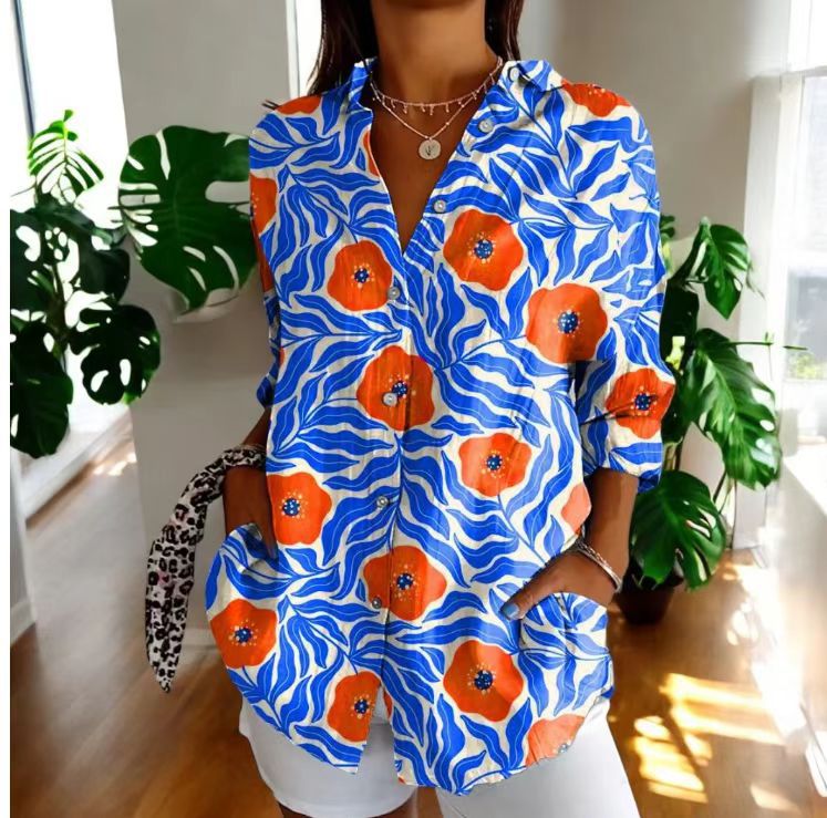 Women's Vintage Floral Print Cardigan Blouse