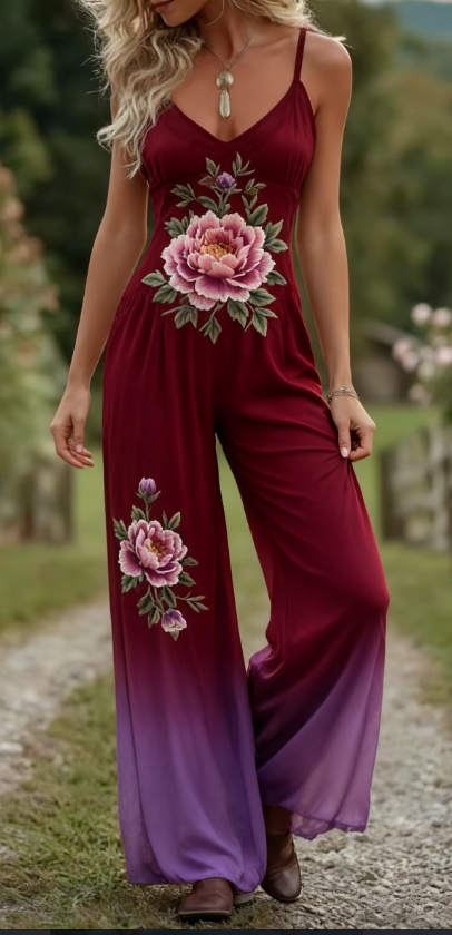 Casual Print Women's Tank Top Pantsuit