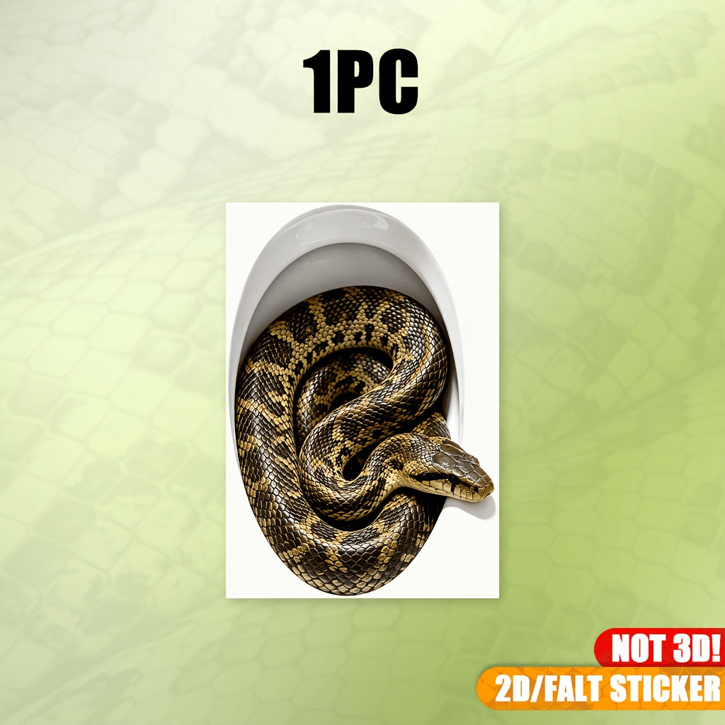 Realistic Snake in Toilet Hole Prank Sticker – Self-Adhesive PVC Decal for Bathroom