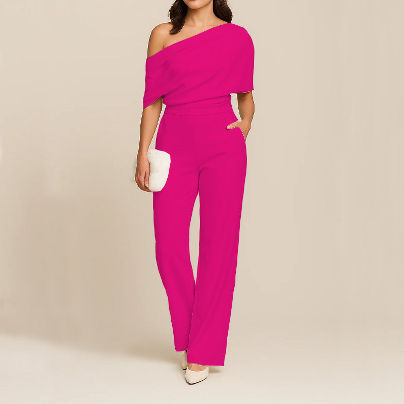 Elegant One-Shoulder Slimming Jumpsuit for Women