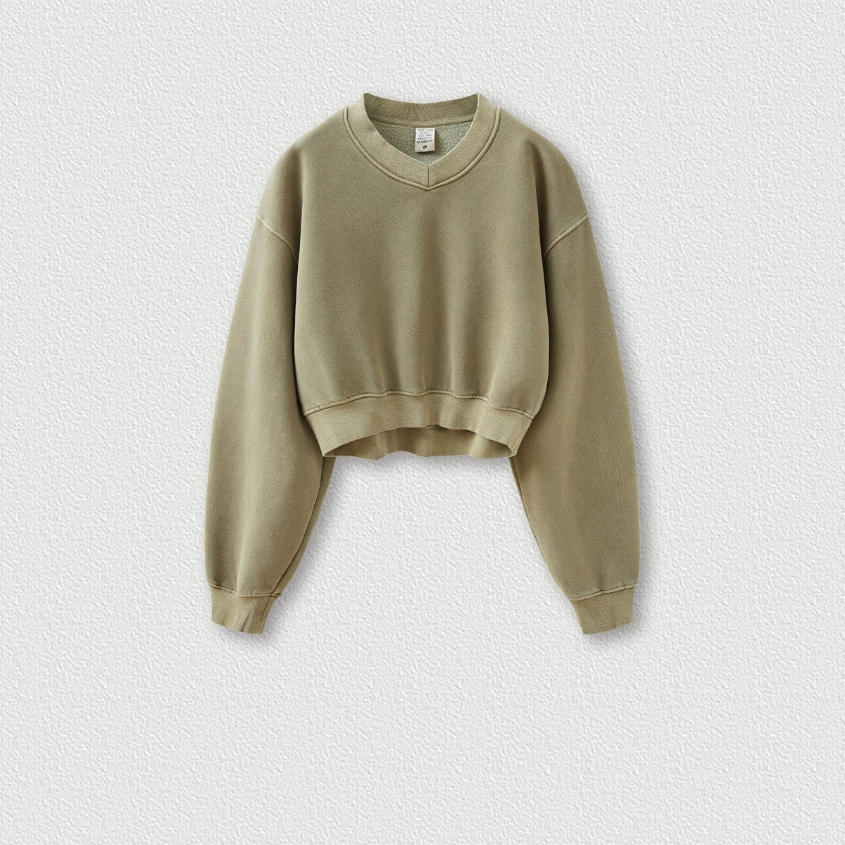 Vintage Fleece V-Neck Cropped Hoodie