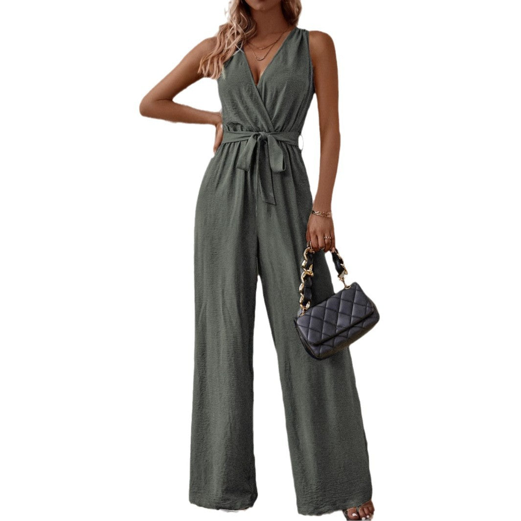 Chic High-Waist Sleeveless Casual Jumpsuit