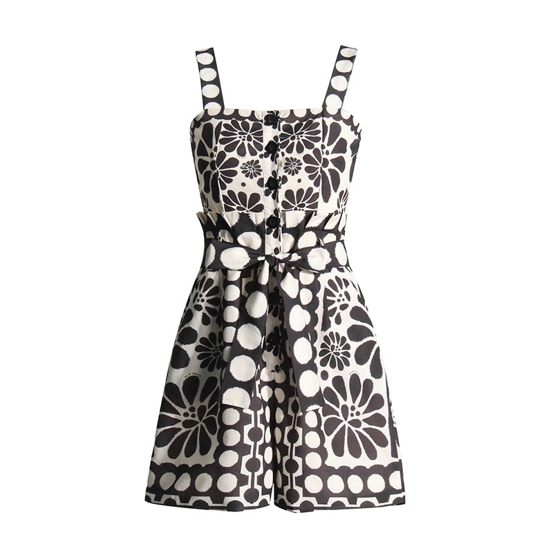 Women's Button Knotted Short Wide-leg Jumpsuit