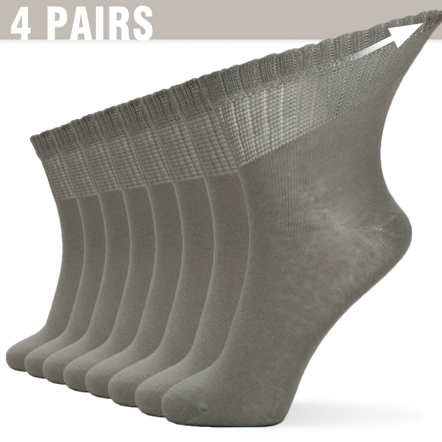 4‑Pair Women’s Neuropathy Socks – Non‑Binding Loose Fit, Seamless Toe, Moisture‑Wicking and Breathable for Edema and Circulation Support