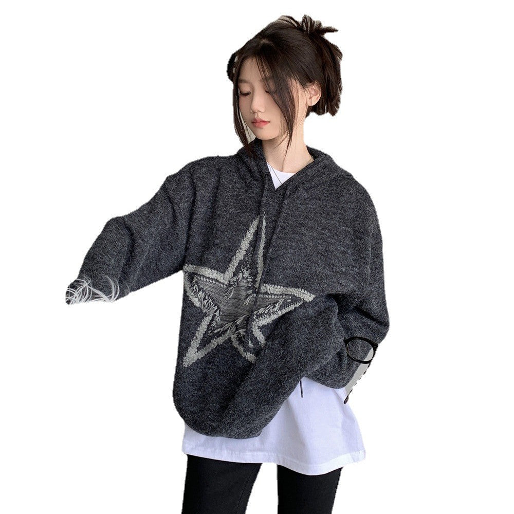 Autumn And Winter American Vintage Old Five-pointed Star Sweater