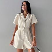 Solid Color Casual Linen Wide-Leg Jumpsuit