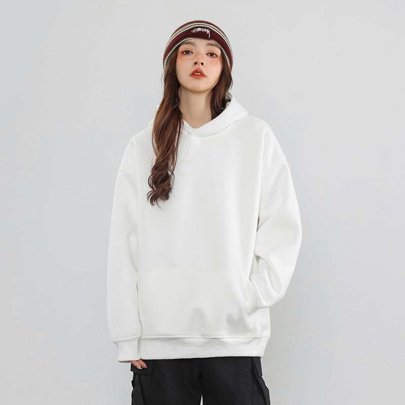Cozy Solid Color Couple's Casual Pullover Hoodie