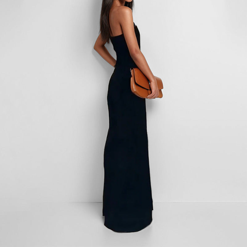 Elegant High-Waist Solid-Color Tube Top Jumpsuit For Women