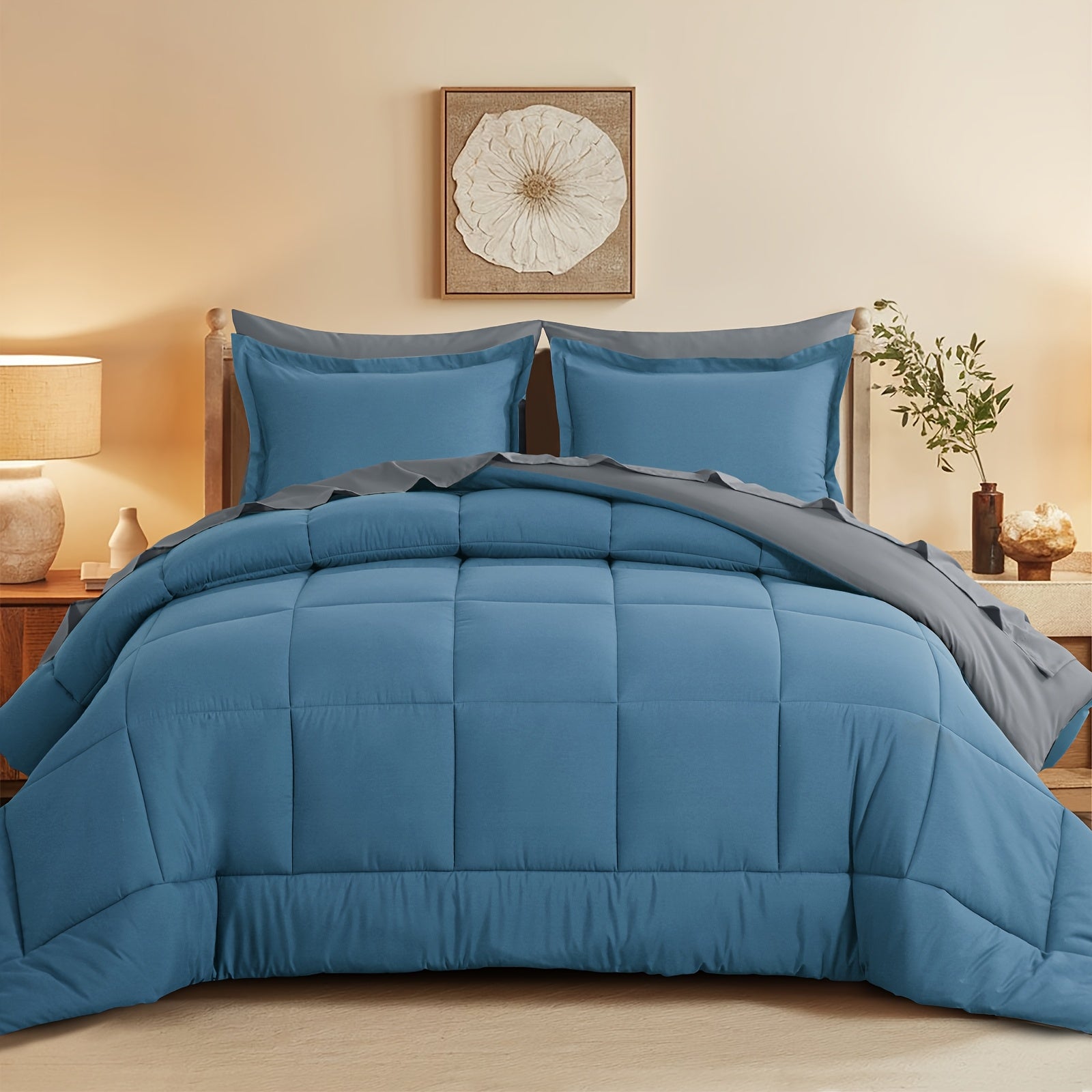 7pcs Ultra-Soft Bed In A Bag, Down Alternative Bedding Sets With All Season Quilted Comforter, Flat Sheet, Fitted Sheet, Pillowcases -Gifts For The Family And Friends