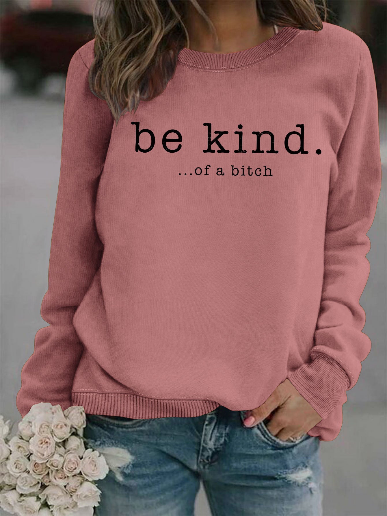 Women's Casual Printed Round Neck Pullover Hoodie