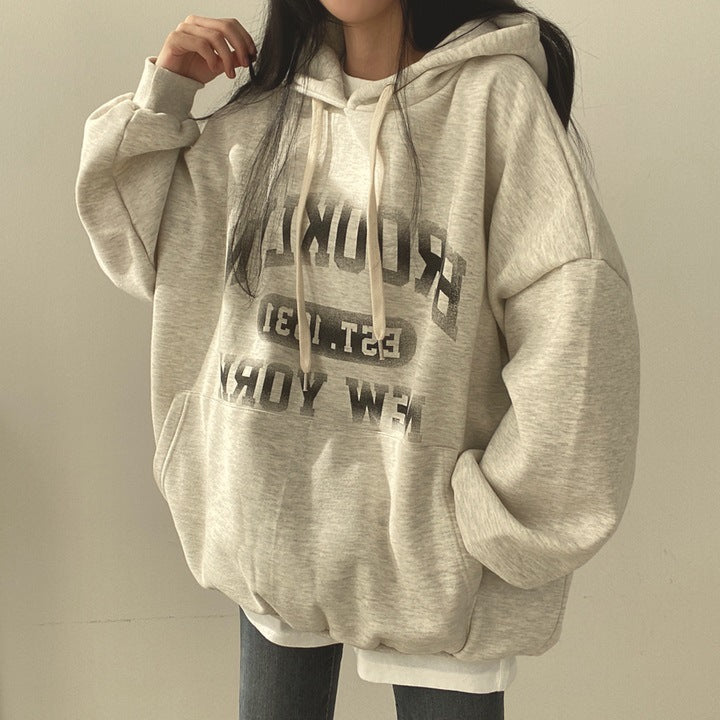 Women's Fleece-Lined Hooded Letter Sweatshirt