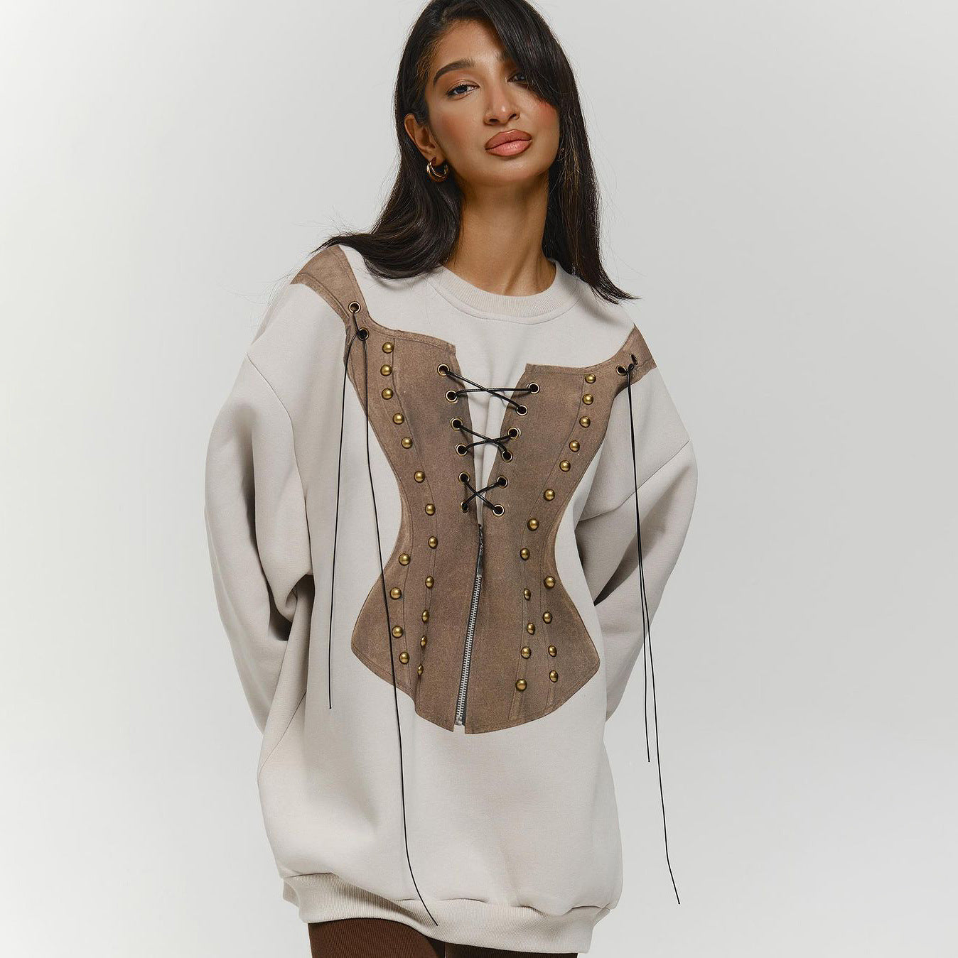 Cozy Colorblock Loose Casual Round Neck Sweater