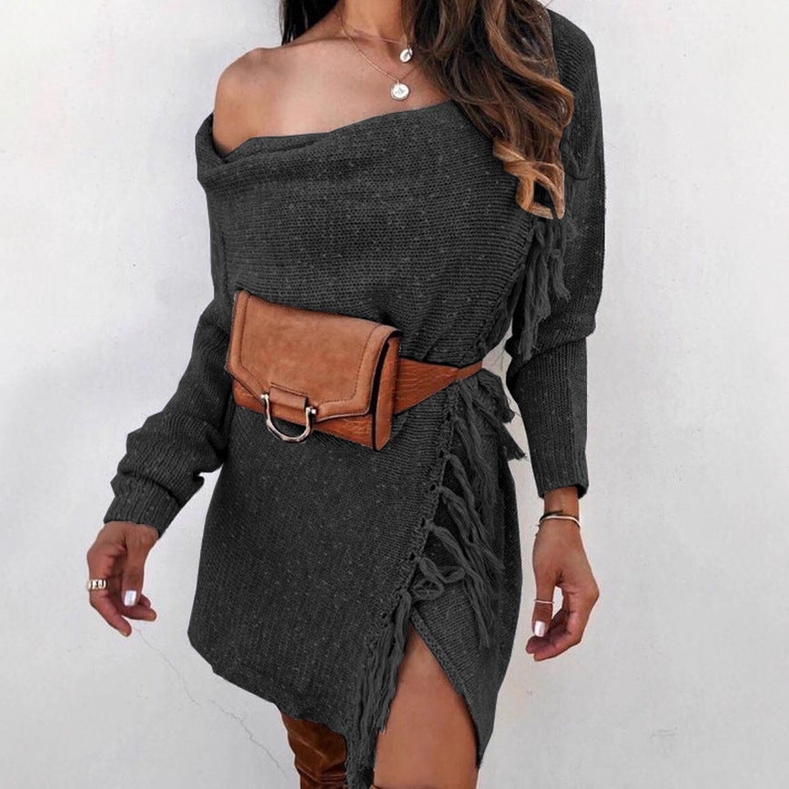 European and American Knitted Tassel Sweater Coat