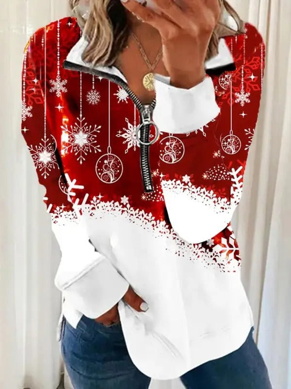 Half Zipper Long Sleeve Polo Sweater for Women